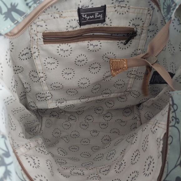 Myra Bag Efflorescence Upcycled Canvas & Leather Tote Bag  - Picture 3 of 6